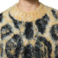 Multicolor Leopard Mohair Crew Neck Sweater