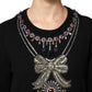 Black Cashmere Crystal Embellished Sweater