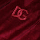 Red Cotton Velvet Crew Neck Pullover Sweater