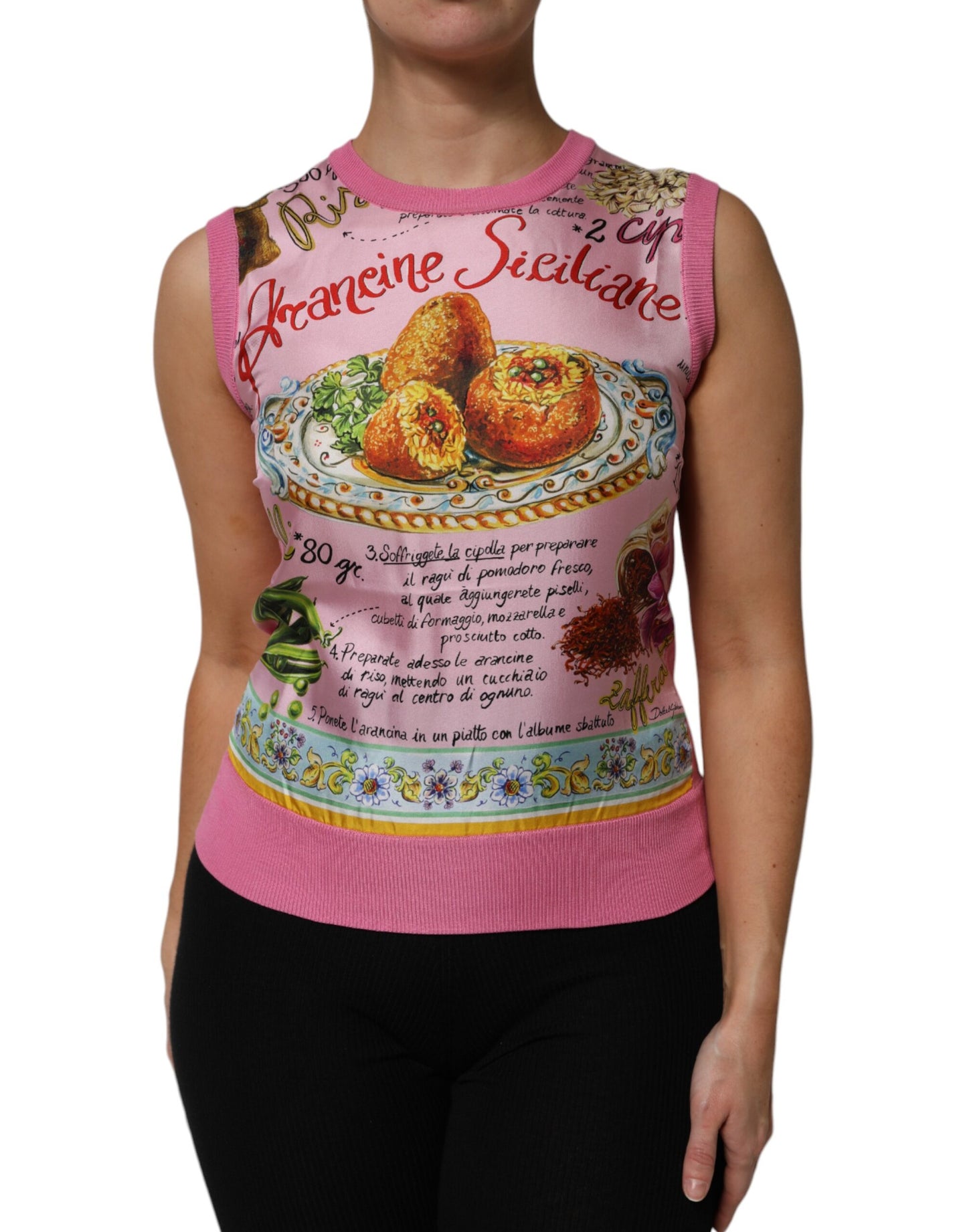 Pink Silk Araneine Siciliana Sleeveless Top