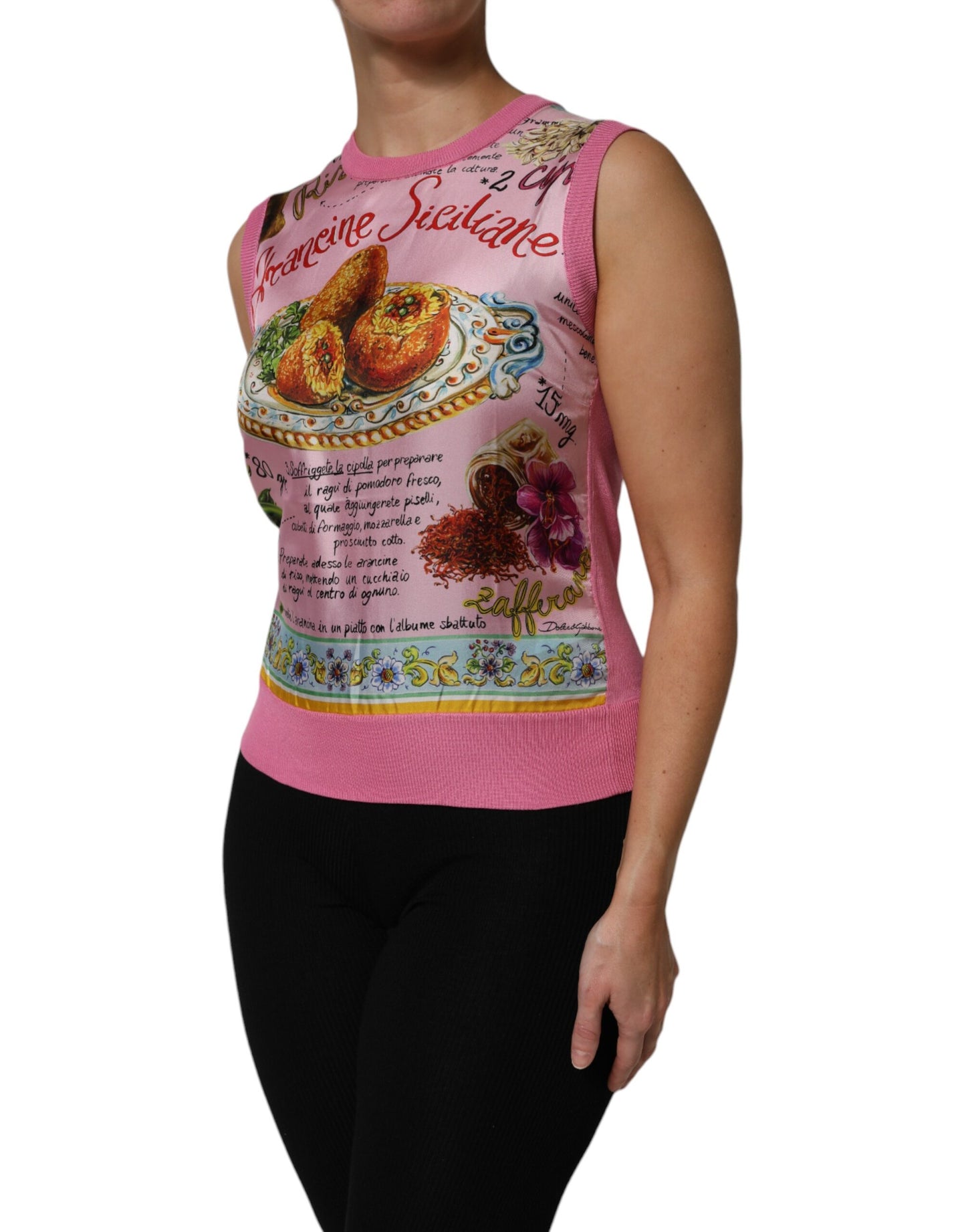 Pink Silk Araneine Siciliana Sleeveless Top