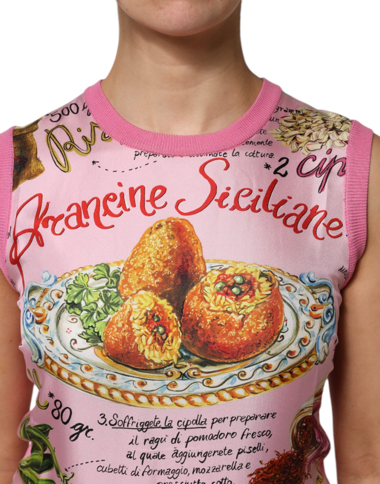 Pink Silk Araneine Siciliana Sleeveless Top