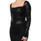 Black Viscose Long Sleeves Fitted Blouse Top