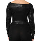 Black Viscose Long Sleeves Fitted Blouse Top