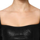 Black Viscose Long Sleeves Fitted Blouse Top