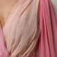 Pink Plunging V-neck Long Sleeves Blouse Top