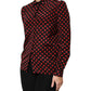 Black Red Polka Dot Silk Long Sleeves Top