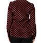 Black Red Polka Dot Silk Long Sleeves Top