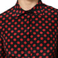 Black Red Polka Dot Silk Long Sleeves Top