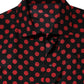 Black Red Polka Dot Silk Long Sleeves Top