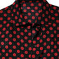 Black Red Polka Dot Silk Long Sleeves Top