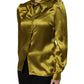 Green Ascot Collar Long Sleeves Blouse Top