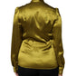 Green Ascot Collar Long Sleeves Blouse Top