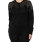 Black Viscose Lace Buttoned Cardigan Sweater