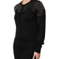 Black Viscose Lace Buttoned Cardigan Sweater