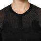 Black Viscose Lace Buttoned Cardigan Sweater