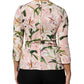 Pink Lily Print Viscose Round Neck Blouse Top