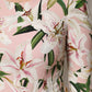 Pink Lily Print Viscose Round Neck Blouse Top