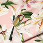 Pink Lily Print Viscose Round Neck Blouse Top