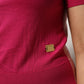 Pink Short Sleeves Buttoned Ascot Collar Top