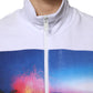 White Graphic Print Cotton Long Sleeves Full Zip Bomber Jacket