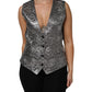 Silver Floral Jacquard Sleeveless Vest Top