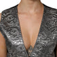 Silver Floral Jacquard Sleeveless Vest Top