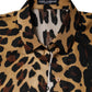 Brown Leopard Short Sleeve Collared Polo Top