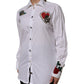 White Cotton Floral Embellished Shirt Top