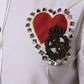White Cotton Floral Embellished Shirt Top