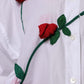 White Cotton Floral Appliques Dress Shirt Top