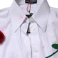 White Cotton Floral Appliques Dress Shirt Top