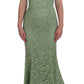 Elegant Green Floral Lace Maxi Dress