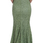 Elegant Green Floral Lace Maxi Dress