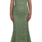 Elegant Green Floral Lace Maxi Dress