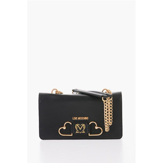 LOVE Leather Bag with Double Gold Heart Decoration