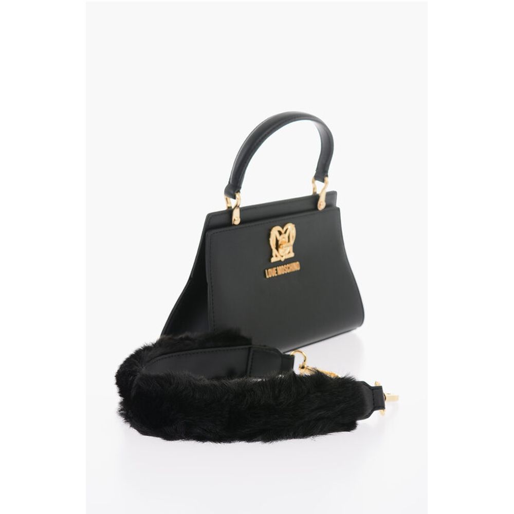 LOVE Solid Color Handbag with Removable Faux Fur Handle