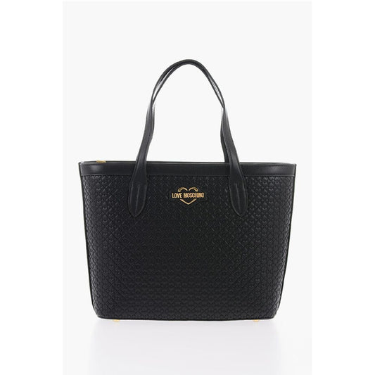 LOVE Faux Leather VALENTINA Tote Bag with All-Over Hearts