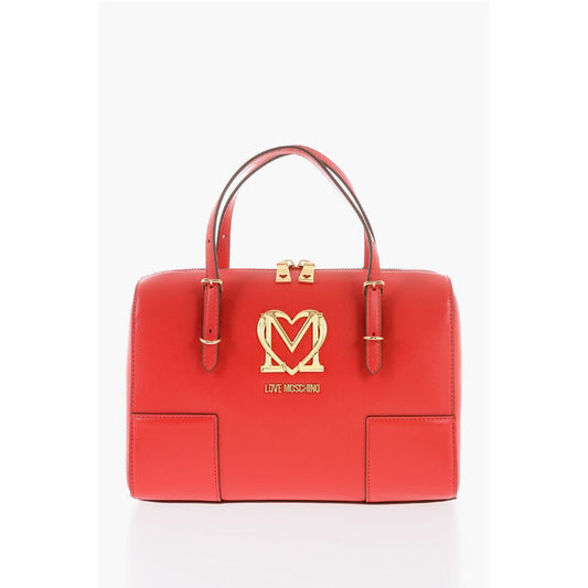 LOVE Faux Leather Handbag with Metal Golden Logo