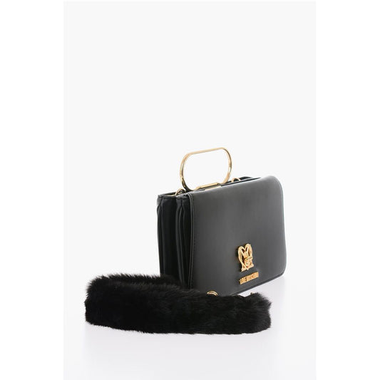 LOVE Solid Color Handbag with Removable Faux Fur Handle