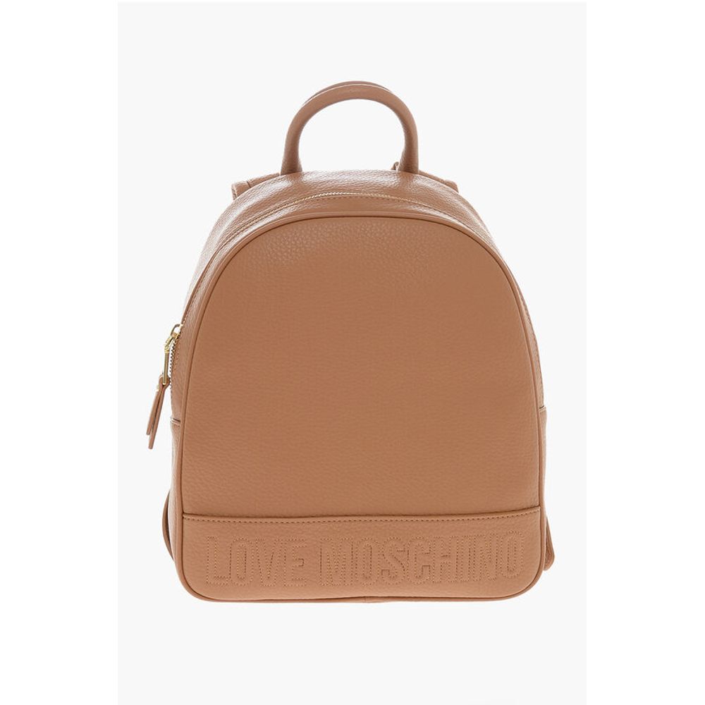 LOVE Textured Faux Leather Backpack with Embossed Logo