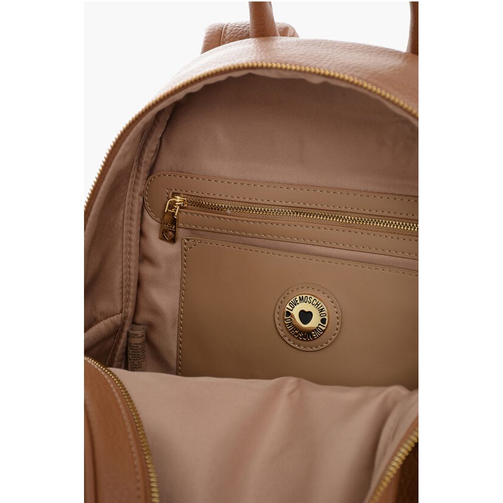 LOVE Textured Faux Leather Backpack with Embossed Logo