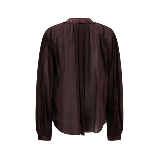 Shirt with fringed collar