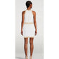 White Viscose Women Dress with Faux Gold Buttons