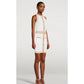 White Viscose Women Dress with Faux Gold Buttons