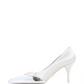 Satin And Metallic Silver Leather Pumps