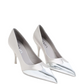 Satin And Metallic Silver Leather Pumps