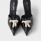 Black Nappa Leather Rope Detail  Sandals
