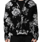 Black Wool Floral Printed Men Hooded Jacket