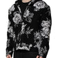 Black Wool Floral Printed Men Hooded Jacket